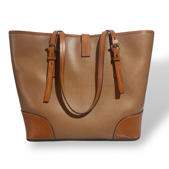 Dooney & Bourke Handbag Shoulder Bag Tote Large Tan Brown Leather Pebble Finish - Picture 5 of 16
